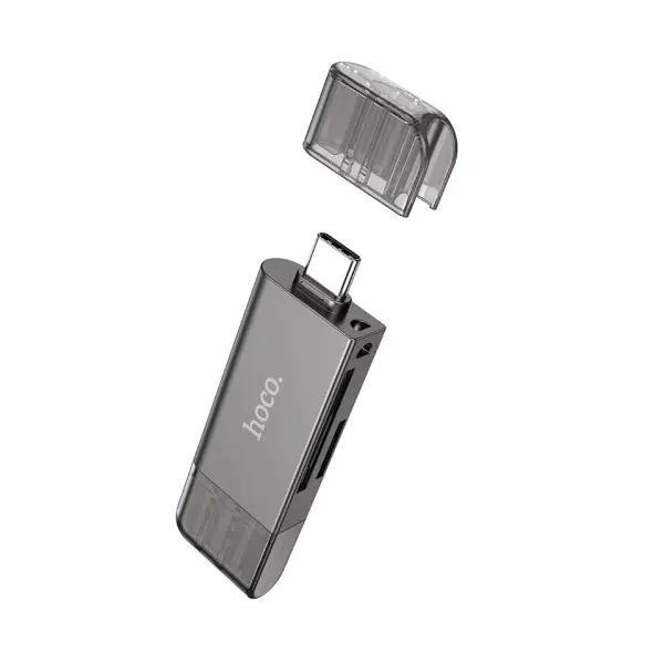 MR4_146715 Картридер hoco hb39 usb, type-c 3.0 high-speed card reader metal, сірий 