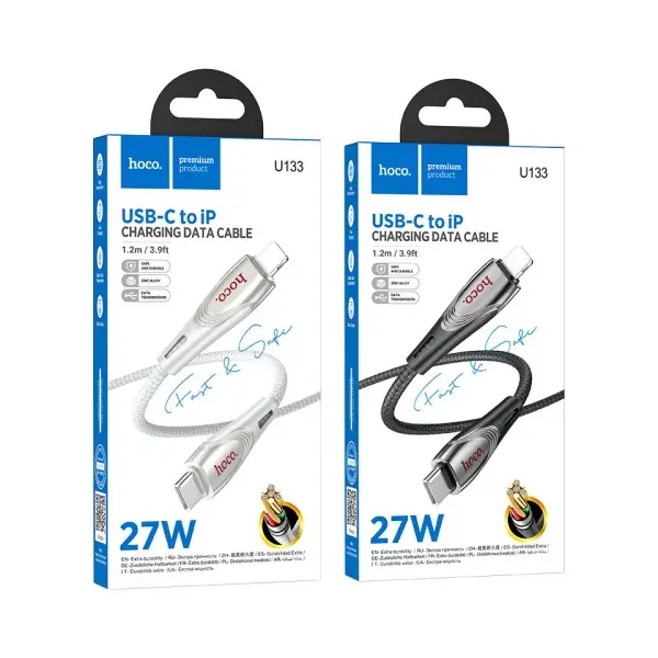 MR4_146721 Кабель pd hoco u133 monte pd charging data cable lightning 1.2m, чорний 