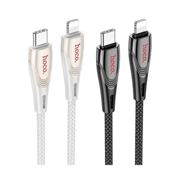MR4_146722 Кабель pd hoco u133 monte pd charging data cable lightning 1.2m, сірий 