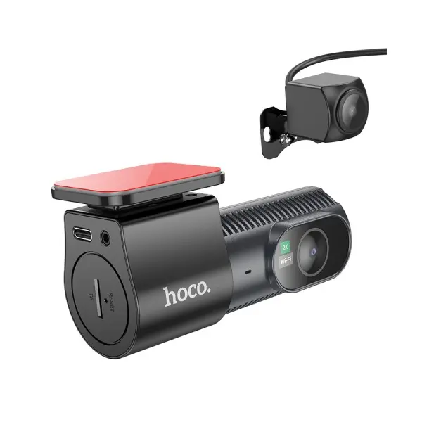 ВІДЕОРЕЄСТРАТОР HOCO DV8 2K DISPLAY HIDDEN DRIVING RECORDER (WITH REAR CAMERA), ЧОРНИЙ