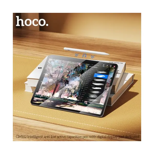СТІЛУС HOCO GM112 INTELLIGENT ANTI-LOST ACTIVE CAPACITIVE PEN WITH DIGITAL DISPLAY PAD DEDICAT, БІЛИЙ
