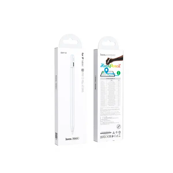 СТІЛУС HOCO GM112 INTELLIGENT ANTI-LOST ACTIVE CAPACITIVE PEN WITH DIGITAL DISPLAY PAD DEDICAT, БІЛИЙ