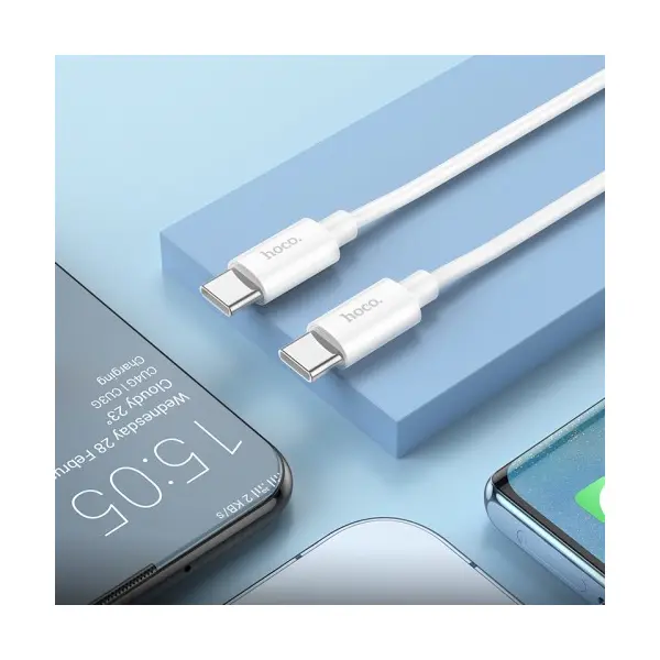 MR4_146709 Кабель pd hoco x87 magic silicone charging data cable для type-c to type-c pd60w, 3a, 1m, білий 