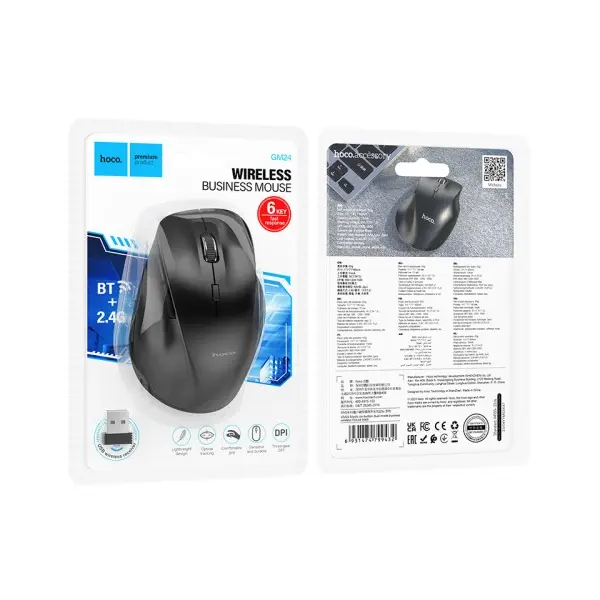 КОМПЮТЕРНА МИШКА HOCO GM24 MYSTIC 6-BUTTON 2-MODE WS MOUSE, ЧОРНИЙ