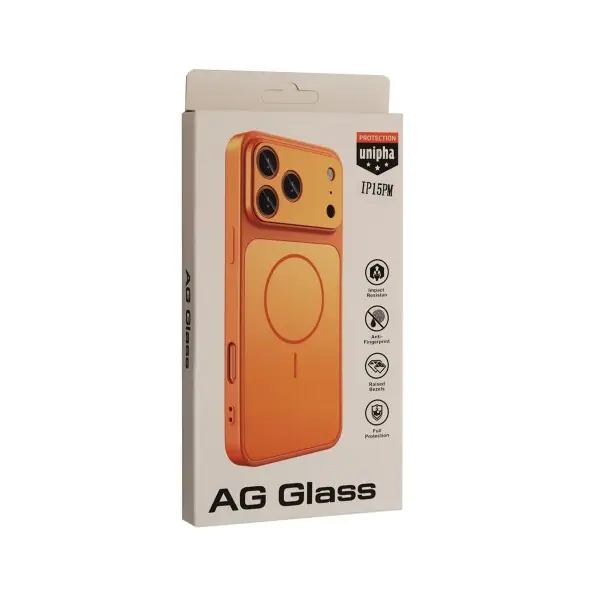ЧОХОЛ NEW AG GLASS MAGSAFE CASE ДЛЯ IPHONE 15 PRO MAX, ЧОРНИЙ