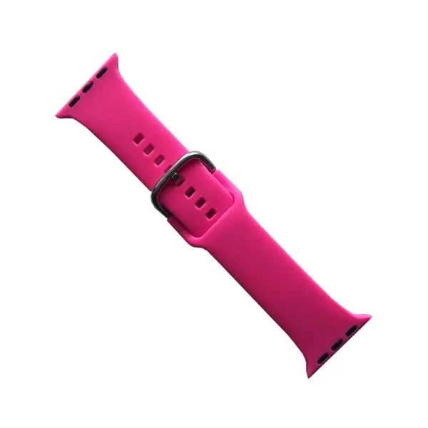 РЕМІНЕЦЬ ДЛЯ APPLE WATCH SILICONE METAL CLAPS 42, 44, 45, 46, 49MM HOT РОЖЕВИЙ
