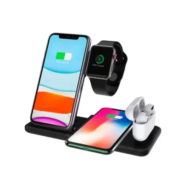 MR4_147121 Зарядний пристрій 4in1 new + сзу (2 iphone, iwatch, airpods) 15w fast original, чорний (деф. пак) 