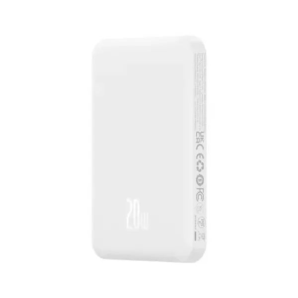 ЗОВНІШНІЙ АКУМУЛЯТОР POWER BANK BASEUS MAGNETIC MINI WIRELESS FAST CHARGE 5 000MAH 20W, БІЛИЙ P10022107223-00 ДЕФ. ПАК.