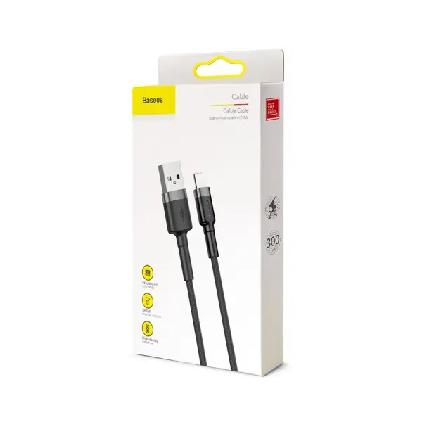 MR4_147126 Кабель baseus cafule ligthning 2a, 3m, чорний-сірий calklf-rg1 