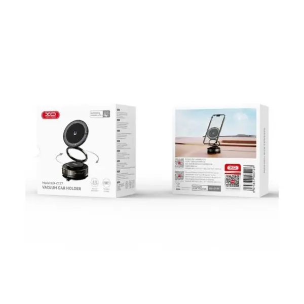 MR4_147340 Автотримач xo c177 manual suction cup holder, чорний 