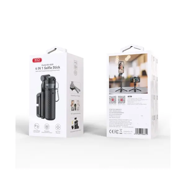 МОНОПОД XO SS29 COLLET MODEL 4IN1 MULTIFUNCTION MINI BLUETOOTH SELFIE STICK, ЧОРНИЙ