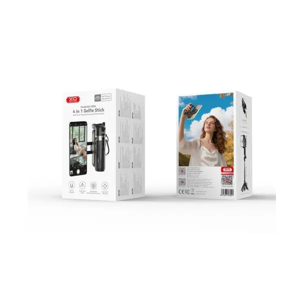 МОНОПОД XO SS24 (LW), (WITH LIGHT) 4IN1 MULTI-FUNCTION MAGNETIC MINI SELFIE STICK, ЧОРНИЙ