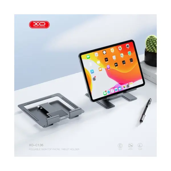 НАСТІЛЬНИЙ ТРИМАЧ XO C136 SMALL FLAT HOLLOW ALL METAL TABLET HOLDER, ЧОРНИЙ