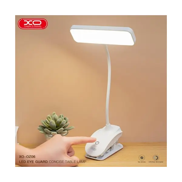 MR4_147289 Лампа xo oz06в desktop bedside tricolour clip desk lamp 800mah, білий 
