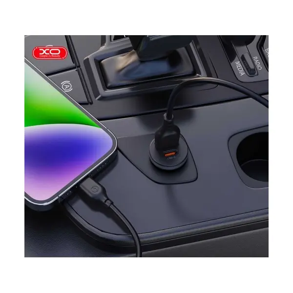 АВТОМОБІЛЬНИЙ ЗАРЯДНИЙ ПРИСТРІЙ XO CC56 MINI CAR CHARGER USB-A, TYPE-C SINGLE PORT 30W, SIMULTANEOUS 5V3A, ЧОРНИЙ