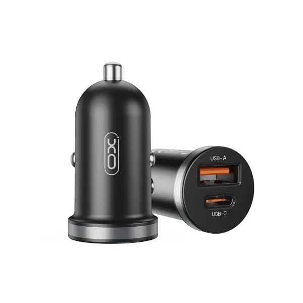 АВТОМОБІЛЬНИЙ ЗАРЯДНИЙ ПРИСТРІЙ XO CC56 MINI CAR CHARGER USB-A, TYPE-C SINGLE PORT 30W, SIMULTANEOUS 5V3A, ЧОРНИЙ