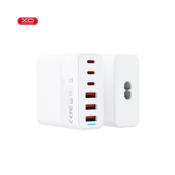 МЕРЕЖЕВИЙ ЗАРЯДНИЙ ПРИСТРІЙ XO L133 75W GAN 3A+3C DESKTOP FAST CHARGER WITH 1.5M POWER CORD, БІЛИЙ