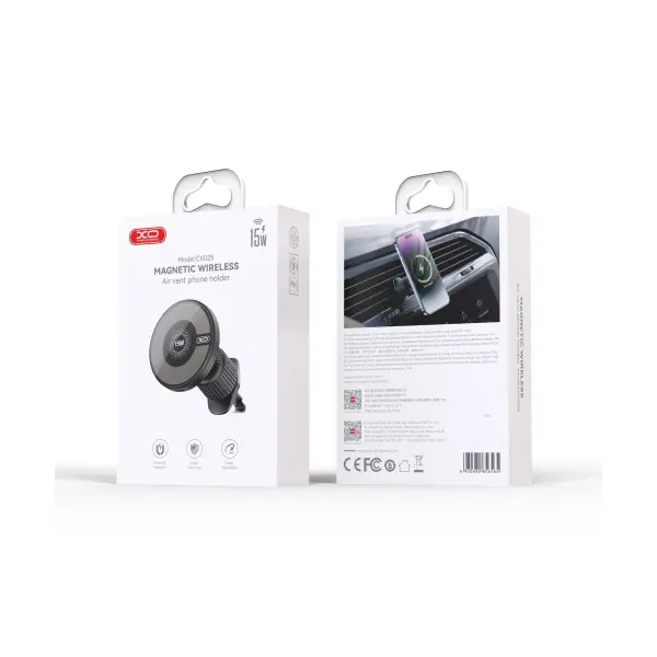 АВТОТРИМАЧ XO CX025 MAGNETIC CAR AIR VENT 15W WIRELESS CHARGER, ЧОРНИЙ