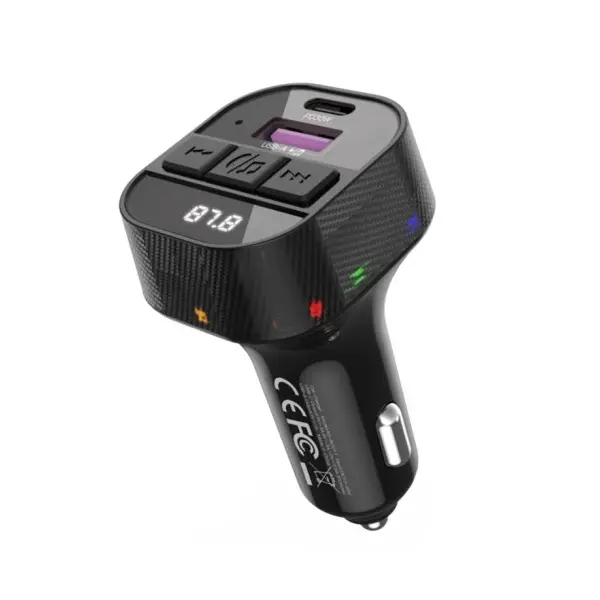 АВТОМОБІЛЬНИЙ ЗАРЯДНИЙ ПРИСТРІЙ XO BCC17 SMART BLUETOOTH MP3 A+C DUAL PORT PD30W CAR CHARGER WITH TYPE C, ЧОРНИЙ