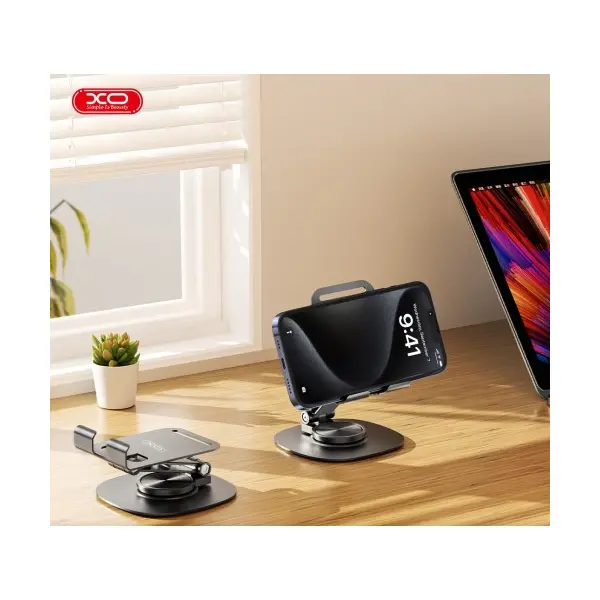 MR4_147310 Настільний тримач xo c151 metal 360 rotating desktop cell phone holder, чорний XO