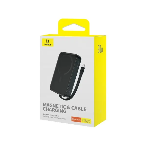 ЗОВНІШНІЙ АКУМУЛЯТОР POWER BANK BASEUS MAGNETIC MINI WIRELESS TYPE-C EDITION 10 000MAH 30W, ЧОРНИЙ P1002210B113-00