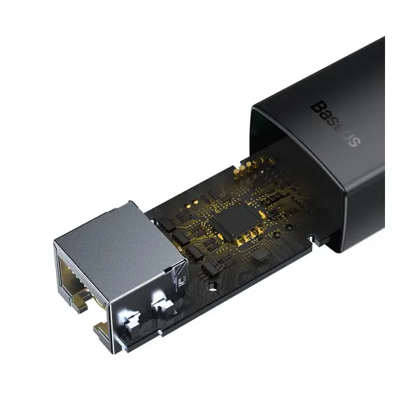 ПЕРЕХІДНИК USB BASEUS LITE SERIES ETHERNET ADAPTER USB-A TO RJ45 LAN PORT (100MBPS), ЧОРНИЙ WKQX000001