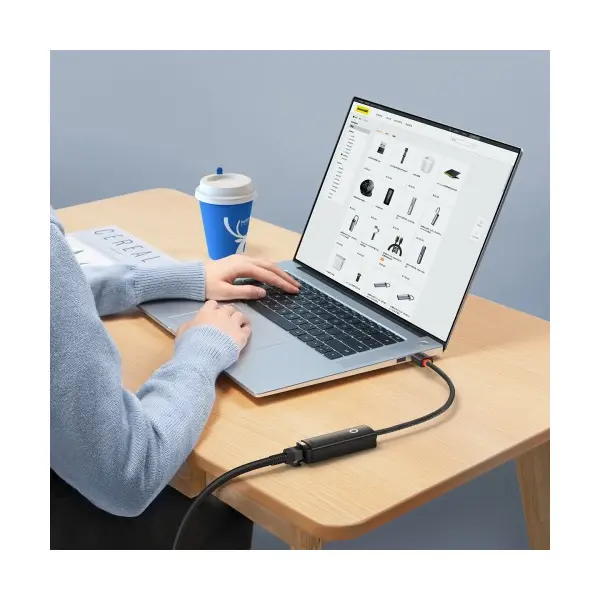 ПЕРЕХІДНИК USB BASEUS LITE SERIES ETHERNET ADAPTER USB-A TO RJ45 LAN PORT (100MBPS), ЧОРНИЙ WKQX000001