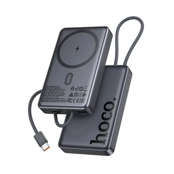 MR4_147572 Зовнішній акумулятор power bank hoco q44 origen dual pd20w magnetic power bank with cable dark 10 000mah metal, сірий 