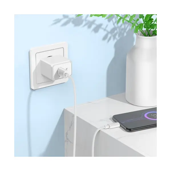 МЕРЕЖЕВИЙ ЗАРЯДНИЙ ПРИСТРІЙ HOCO CS12A OCEAN SINGLE PORT QC3.0 CHARGER, БІЛИЙ