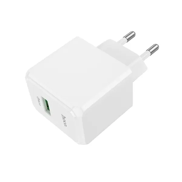 МЕРЕЖЕВИЙ ЗАРЯДНИЙ ПРИСТРІЙ HOCO CS12A OCEAN SINGLE PORT QC3.0 CHARGER, БІЛИЙ