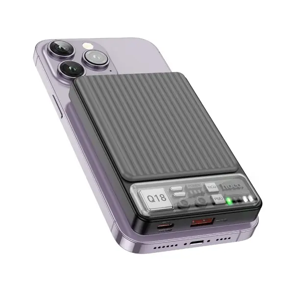 ЗОВНІШНІЙ АКУМУЛЯТОР POWER BANK HOCO Q18 TOURER 22.5W FULLY COMPATIBLE WITH MAGNETIC FAST CHARGING 10000MAH, ЧОРНИЙ