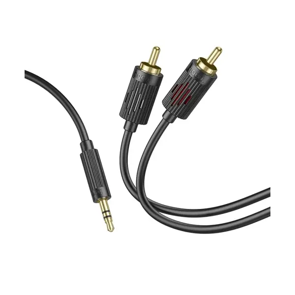 MR4_151411 Адаптер аудіо hoco upa28 3.5 double lotus rca audio cable 1.5m, чорний 
