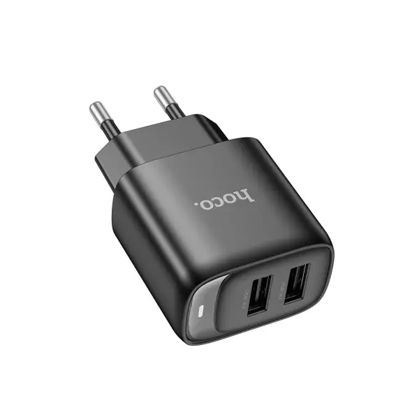 MR4_151544 Мережевий зарядний пристрій hoco c141a smart dual-port charger (eu) 5v, 2.1a, чорний 