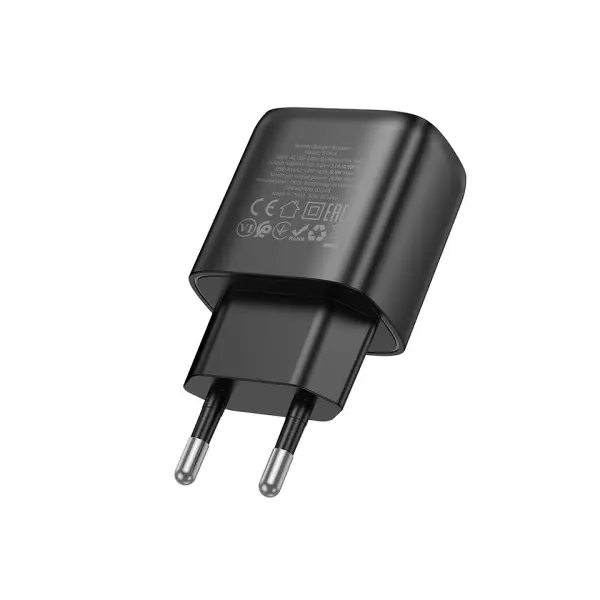 МЕРЕЖЕВИЙ ЗАРЯДНИЙ ПРИСТРІЙ HOCO C141A SMART DUAL-PORT CHARGER (EU) 5V, 2.1A, ЧОРНИЙ
