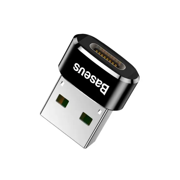 ПЕРЕХІДНИК BASEUS USB MALE TO TYPE-C FEMALE ADAPTER CONVERTER, ЧОРНИЙ CAAOTG-01