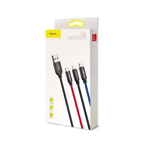 MR4_151575 Кабель baseus three primary colors 3in1 cable usb для m+l+t 3.5a 1.2m, чорний camlt-bsy01 