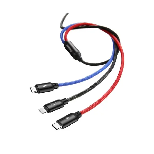 MR4_151575 Кабель baseus three primary colors 3in1 cable usb для m+l+t 3.5a 1.2m, чорний camlt-bsy01 