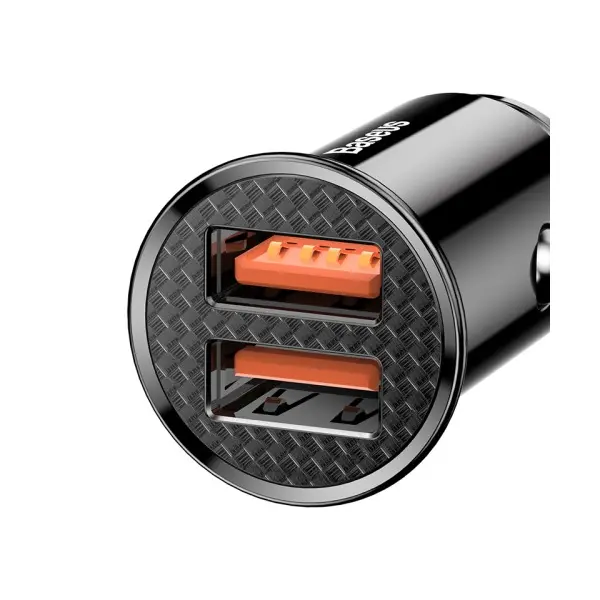 MR4_147510 Автомобільний зарядний пристрій baseus circular plastic pps dual qc3.0 2usb, 5a, 30w, qc3.0, чорний ccall-yd01 BASEUS