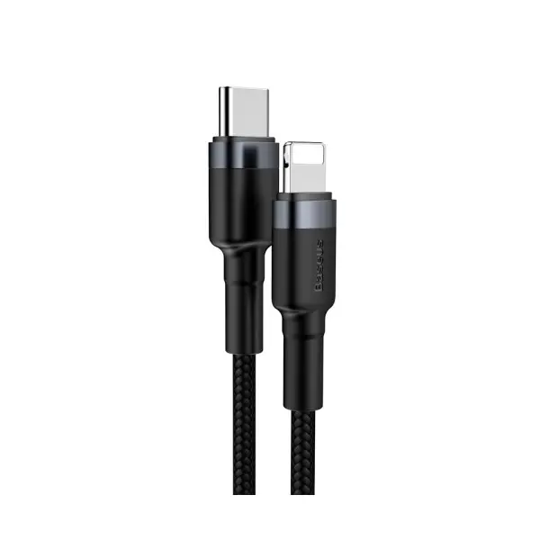 MR4_147511 Кабель pd baseus cafule cable type-c to lightning pd 20w 1m, сірий+чорний catlklf-g1 