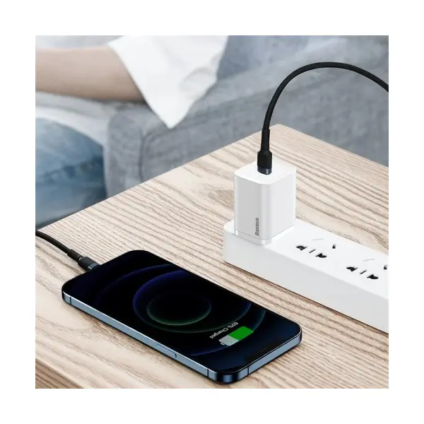 MR4_147511 Кабель pd baseus cafule cable type-c to lightning pd 20w 1m, сірий+чорний catlklf-g1 