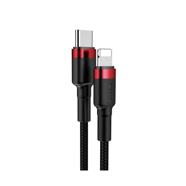 КАБЕЛЬ PD BASEUS CAFULE CABLE TYPE-C TO LIGHTNING PD 20W 1M ЧЕРВОНИЙ+ЧОРНИЙ CATLKLF-91