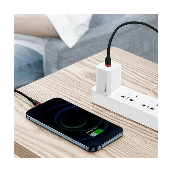 КАБЕЛЬ PD BASEUS CAFULE CABLE TYPE-C TO LIGHTNING PD 20W 1M ЧЕРВОНИЙ+ЧОРНИЙ CATLKLF-91