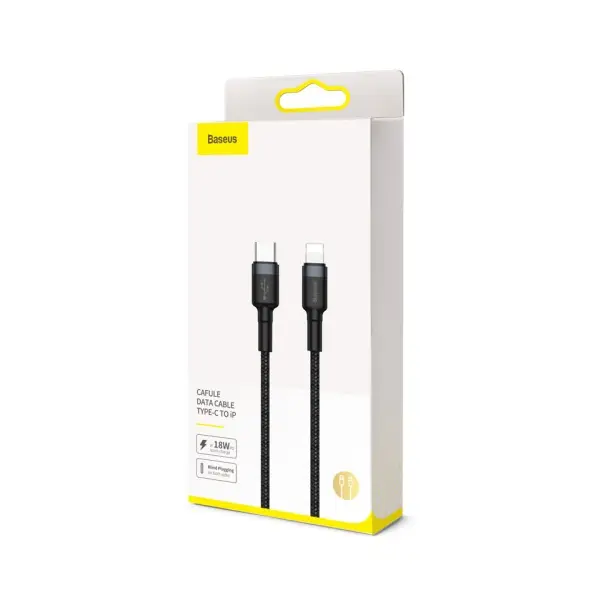 КАБЕЛЬ PD BASEUS CAFULE CABLE TYPE-C TO LIGHTNING PD 20W 1M ЧЕРВОНИЙ+ЧОРНИЙ CATLKLF-91