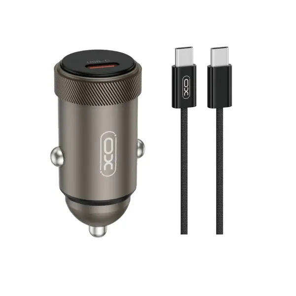 АВТОМОБІЛЬНИЙ ЗАРЯДНИЙ ПРИСТРІЙ XO CC70 MINI METAL SINGLE PD30W + TYPE-C CABLE (NB-Q260 KIT), ЧОРНИЙ