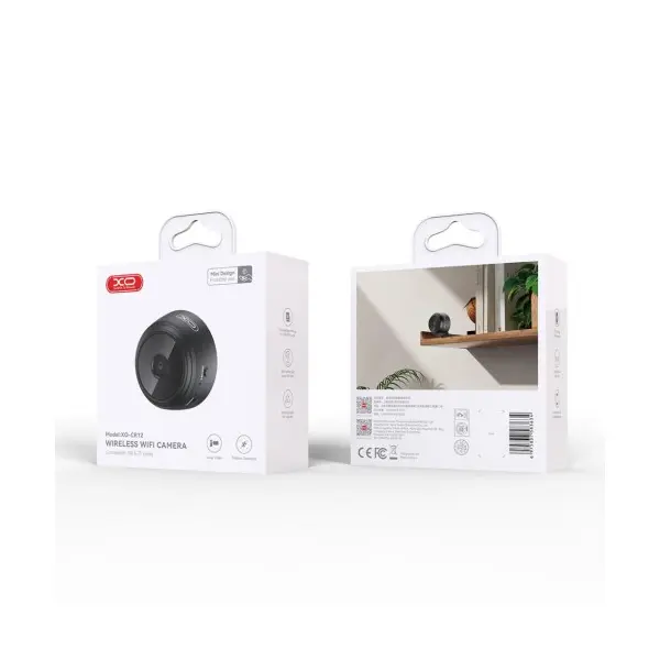 КАМЕРА ВІДЕОСПОСТЕРЕЖЕННЯ (ЗОВНІШНЯ) XO CR12 MINI WIRELESS WIFI CAMERA 0.3 MEGAPIXEL (480P W, STAND), ЧОРНИЙ
