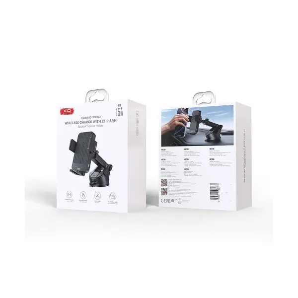 АВТОТРИМАЧ XO WX043 15W WIRELESS CHARGER SUCTION CUP MODEL, ЧОРНИЙ
