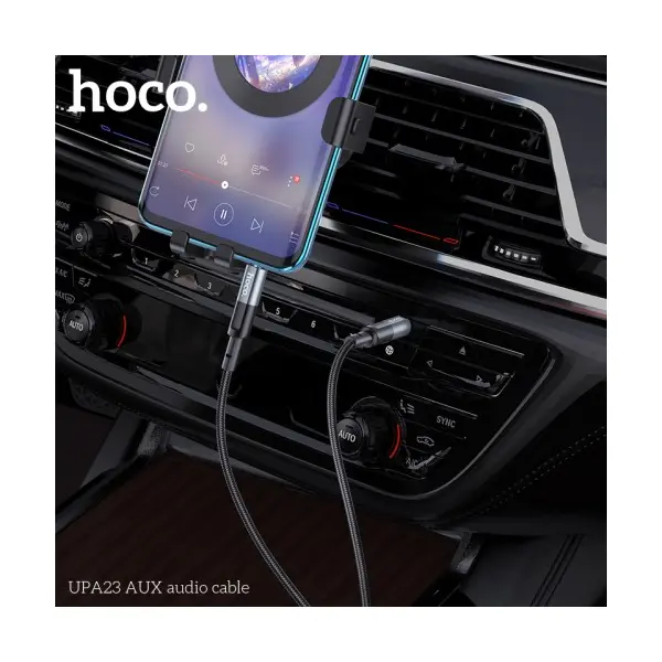 КАБЕЛЬ AUX AUDIO HOCO UPA23 AUX AUDIO CABLE 1M, METAL, СІРИЙ