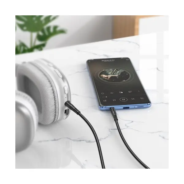 КАБЕЛЬ AUX AUDIO HOCO UPA24 SMOOTH AUX AUDIO CABLE 1M, ЧОРНИЙ