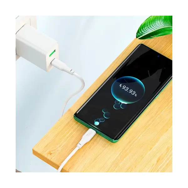 КАБЕЛЬ PD HOCO X93 FORCE 60W FAST CHARGING DATA CABLE TYPE-C TO TYPE-C 1M, БІЛИЙ
