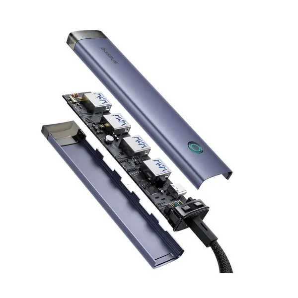 ХАБ HUB TYPE-C BASEUS ULTRAJOY 4-PORT AIR (USB, TYPE-C TO USB 3.0*4+TYPE-C), СІРИЙ B0005280B811-13